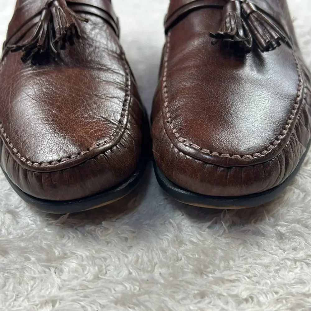Vintage 80s French Shriner tassel loafers‎ chocolate brown dress shoes, 10.5